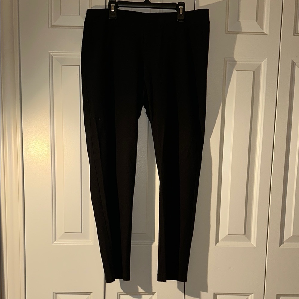 Eileen Fisher Black Washable Stretch Crepe Ankke Pants